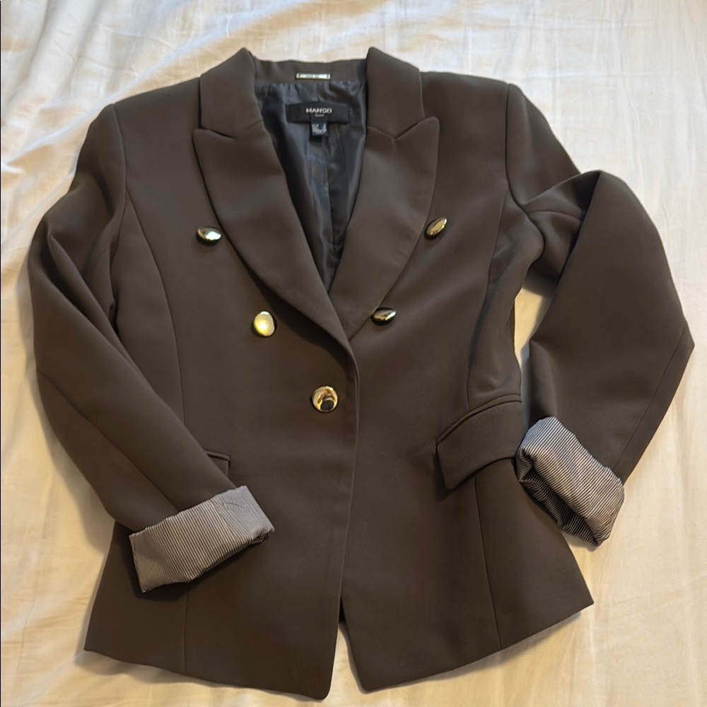 Mango Moss Gold Blazer Tailored Fit